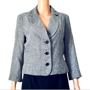 White House Black Market Gray Tweed 3 Button Blazer Size 10